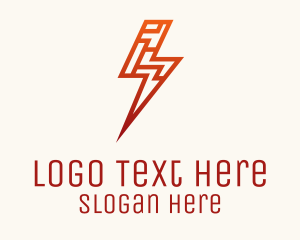 Red Cyber Lightning logo design