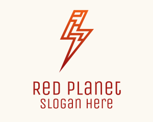 Red Cyber Lightning logo design