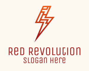 Red Cyber Lightning logo design