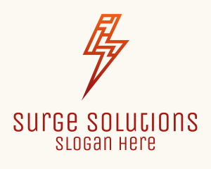 Surge - Red Cyber Lightning logo design