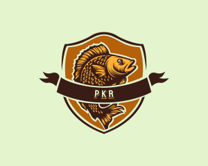 Fisherman Shield Fish logo design