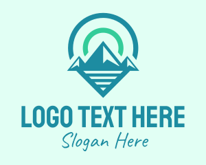 Teal - Mountain Location Pin logo design