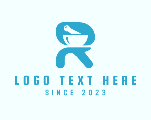 Recipe - Blue Pharmacy Letter R logo design