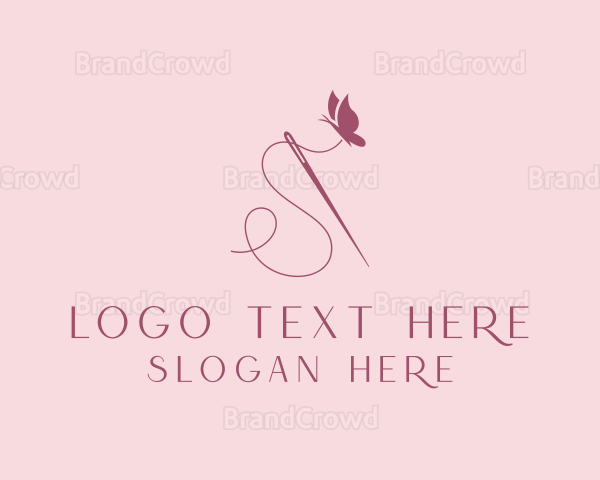 Sewing Needle Butterfly Logo