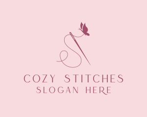 Sewing Needle Butterfly logo design