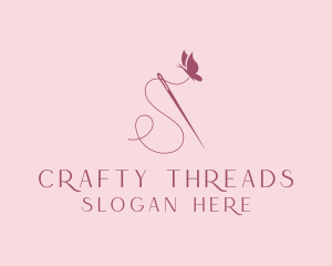 Sewing Needle Butterfly logo design