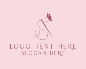 Needle - Sewing Needle Butterfly logo design