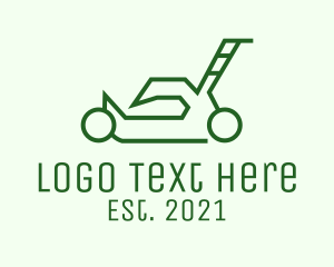 Leaf - Green Outline  Lawn Mower logo design
