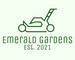 Green Outline  Lawn Mower logo design