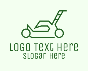Green Outline  Lawn Mower Logo