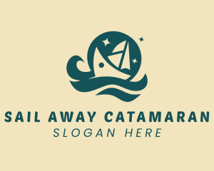 Catamaran - Ocean Yacht Cruise logo design