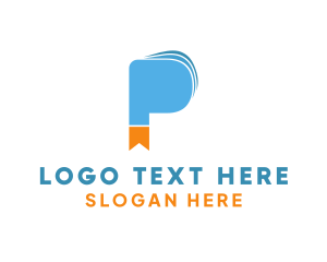 School - Library Bookmark Letter P logo design