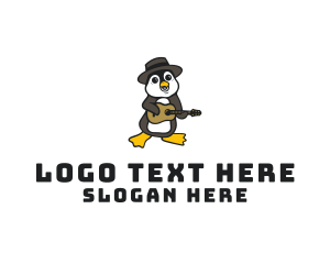 Music Tutor - Penguin Guitar Musician logo design