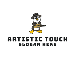 Penguin Guitar Musician logo design