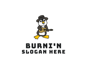 Penguin Guitar Musician logo design