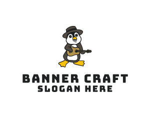 Penguin Guitar Musician logo design