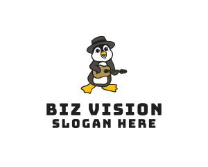 Penguin Guitar Musician logo design