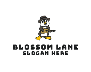 Penguin Guitar Musician logo design