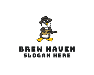 Penguin Guitar Musician logo design