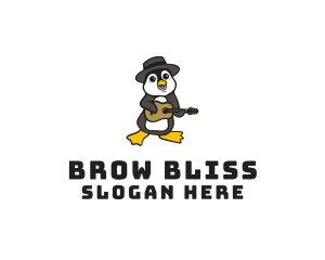 Penguin Guitar Musician logo design