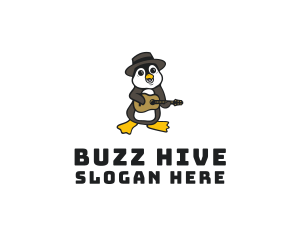 Penguin Guitar Musician logo design