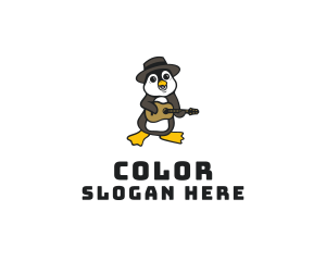 Penguin Guitar Musician logo design