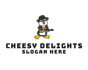 Penguin Guitar Musician logo design