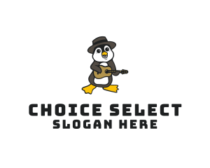 Penguin Guitar Musician logo design