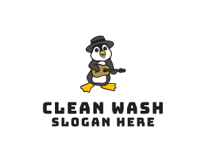 Penguin Guitar Musician logo design