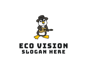 Penguin Guitar Musician logo design