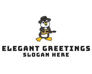 Penguin Guitar Musician logo design