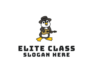 Penguin Guitar Musician logo design