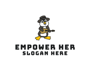 Penguin Guitar Musician logo design