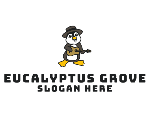 Penguin Guitar Musician logo design