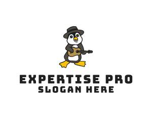 Penguin Guitar Musician logo design