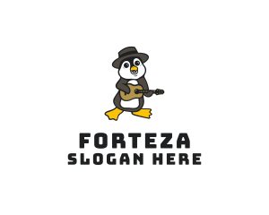 Penguin Guitar Musician logo design