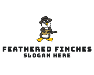 Penguin Guitar Musician logo design