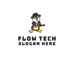 Penguin Guitar Musician logo design