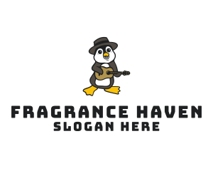 Penguin Guitar Musician logo design