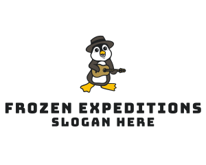 Penguin Guitar Musician logo design