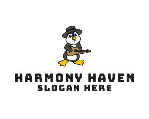 Serenade - Penguin Guitar Musician logo design
