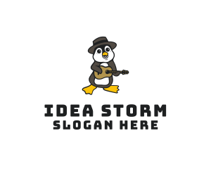 Penguin Guitar Musician logo design