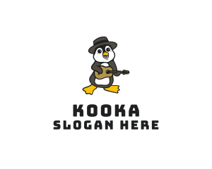 Penguin Guitar Musician logo design