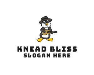 Penguin Guitar Musician logo design