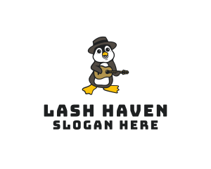 Penguin Guitar Musician logo design