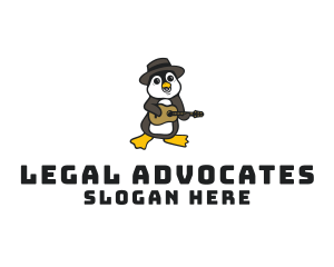 Penguin Guitar Musician logo design