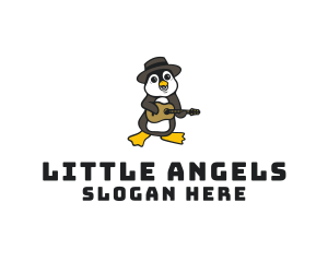 Penguin Guitar Musician logo design