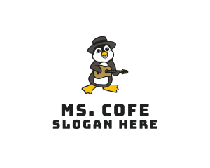 Penguin Guitar Musician logo design