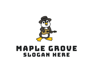 Penguin Guitar Musician logo design