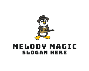 Singer - Penguin Guitar Musician logo design